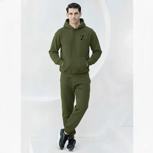 Men's Fleece Olive Green Micro Tracksuit