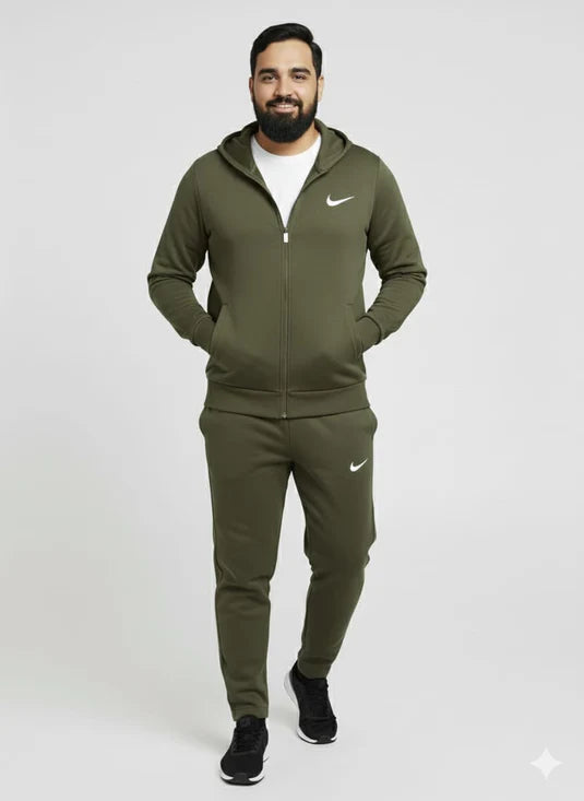 Olive green colour solid hoodie