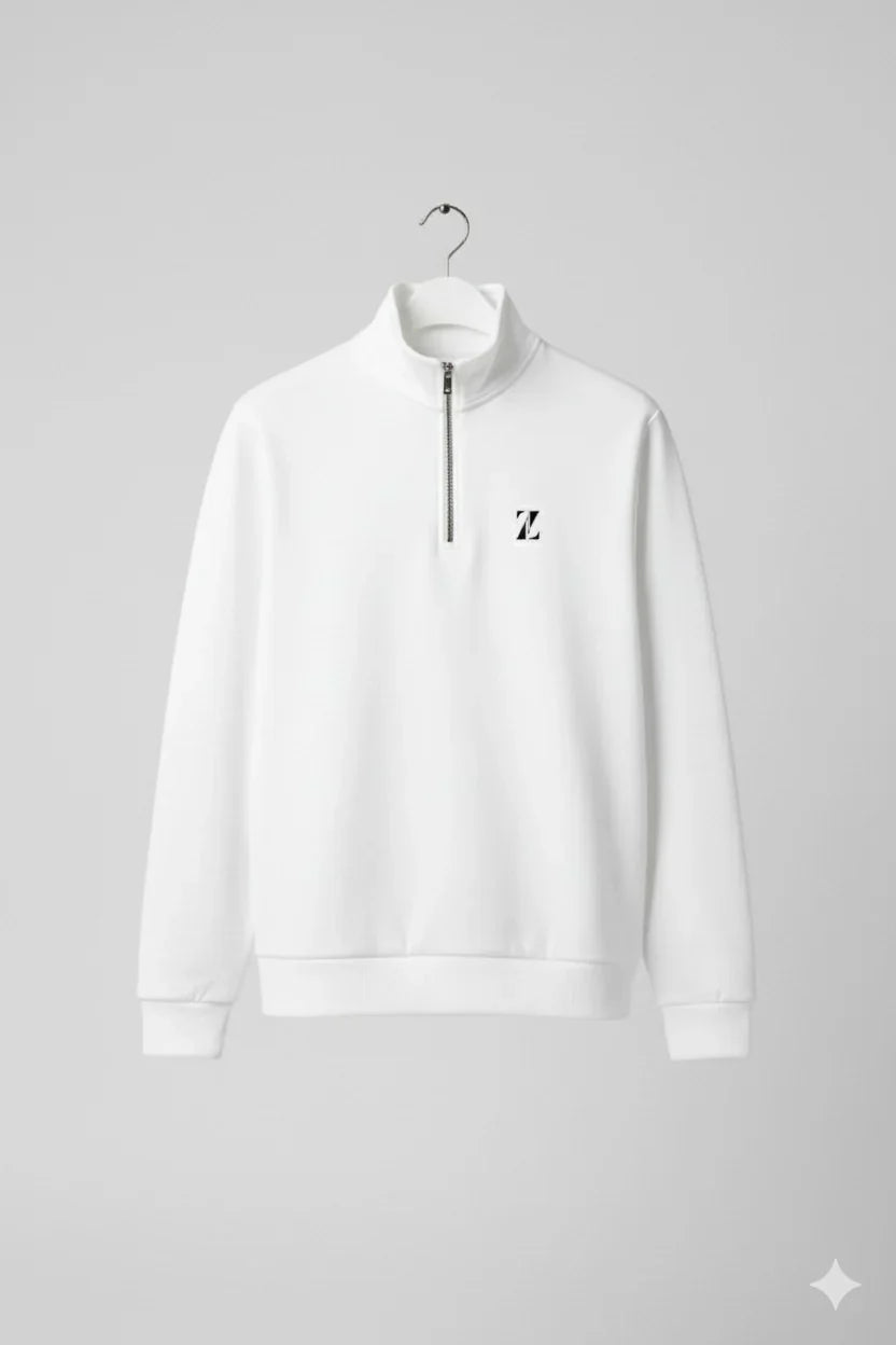 Premium White 1/4 Zip Sweatshirt
